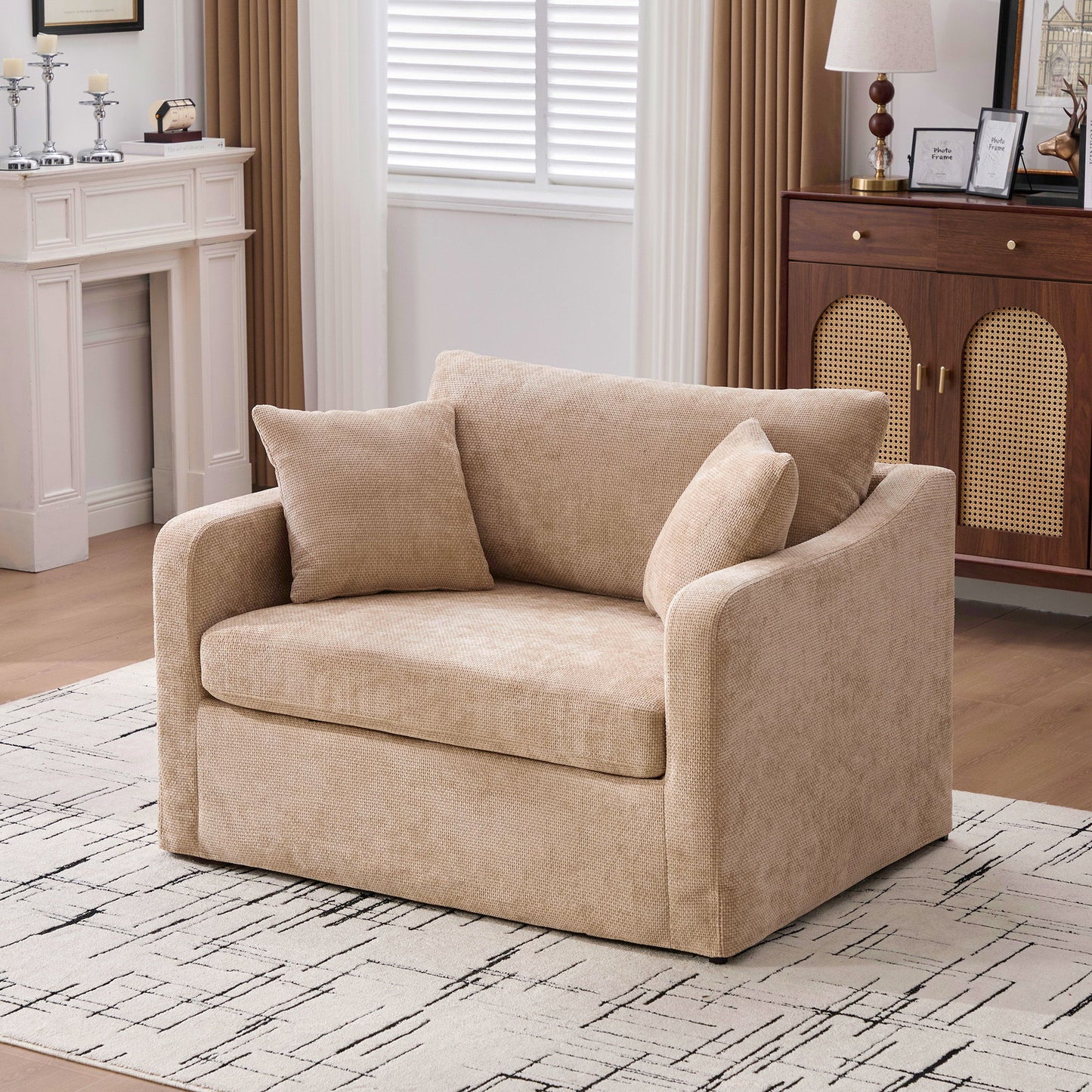 Farmhouse Accent Chair With 2 Bolster Pillows Home Essentials