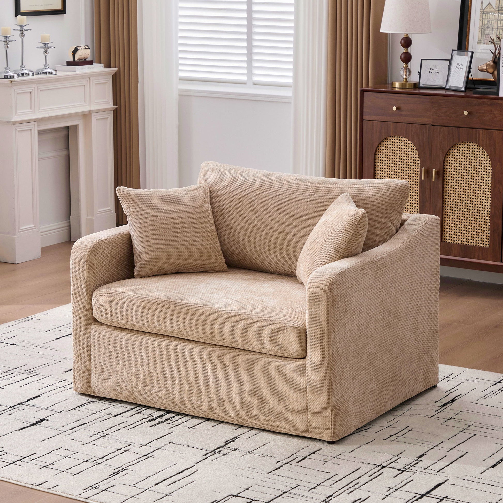 Farmhouse Accent Chair With 2 Bolster Pillows Home Essentials