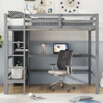 Loft Bed With Built In Desk And Multifunction Shelves Hearth and Haven
