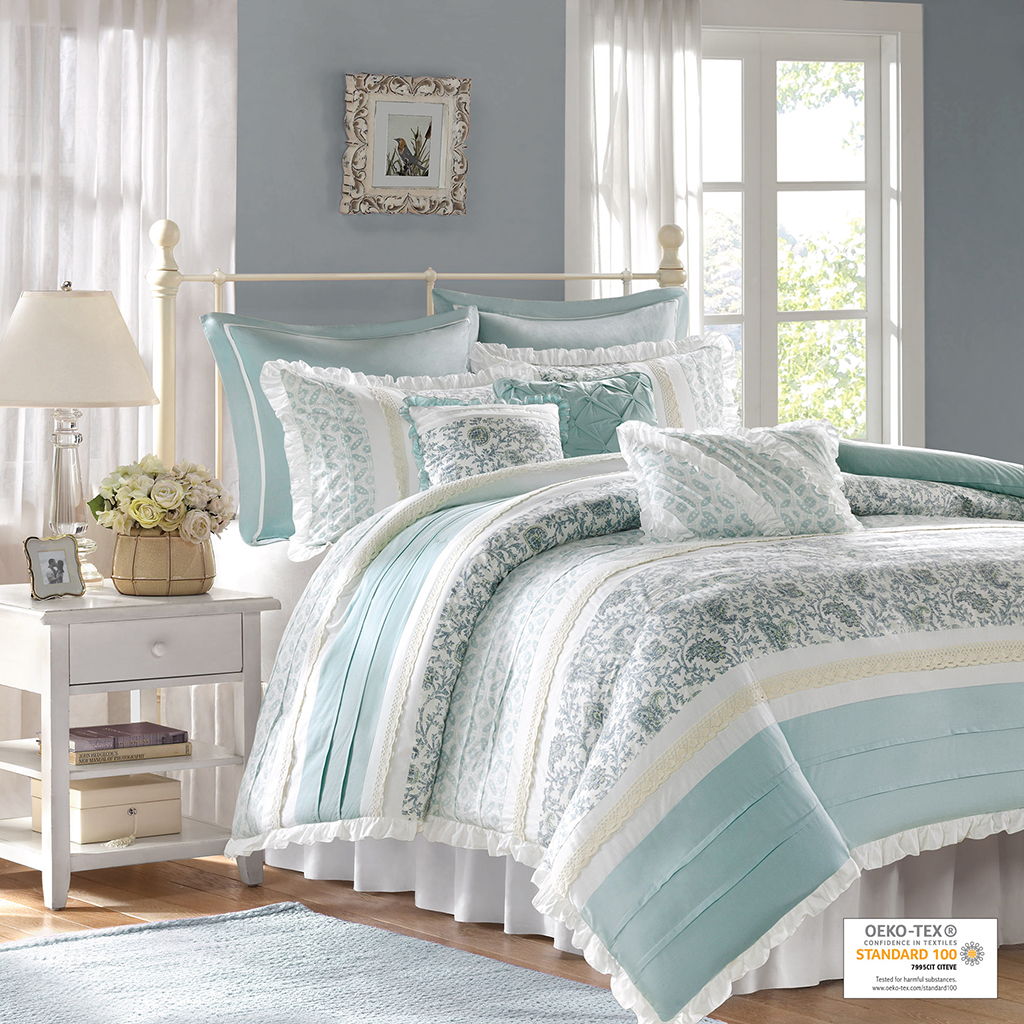 Dawn - Queen - 9 Piece Duvet Cover Set - Blue