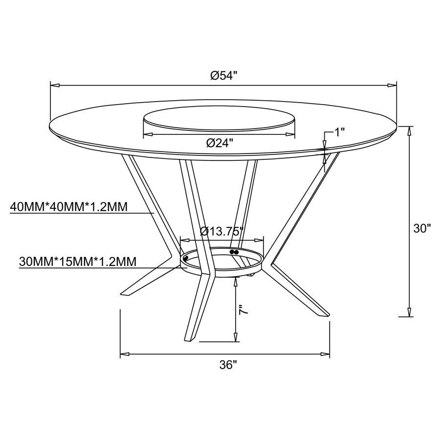 Abby - Round Lazy Susan Dining Table - White High Gloss CoasterElevations