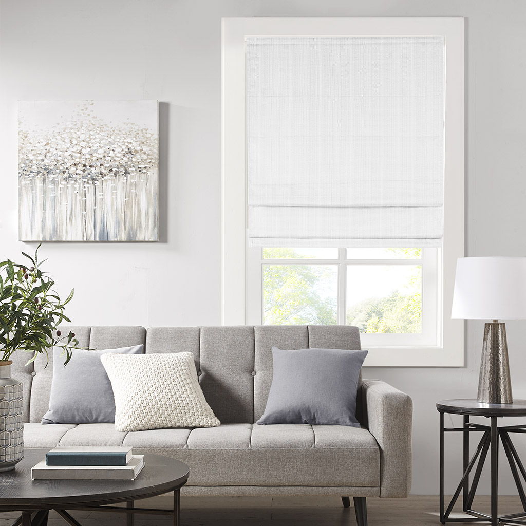 Galen - 39" Basketweave Room Darkening Cordless Roman Shade - White Madison Park
