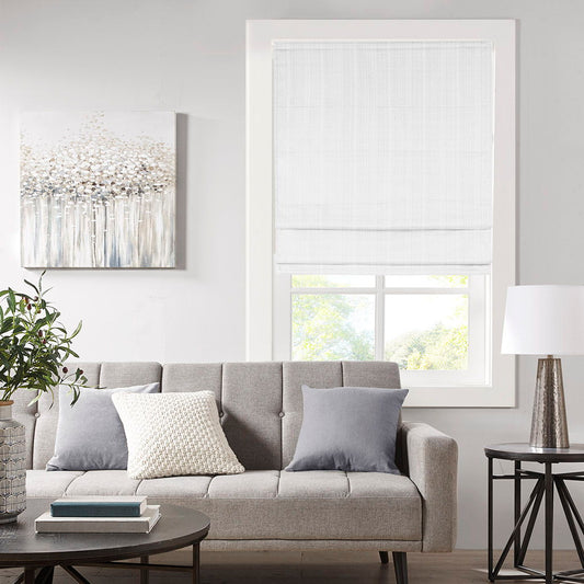 Galen - 39" Basketweave Room Darkening Cordless Roman Shade - White Madison Park