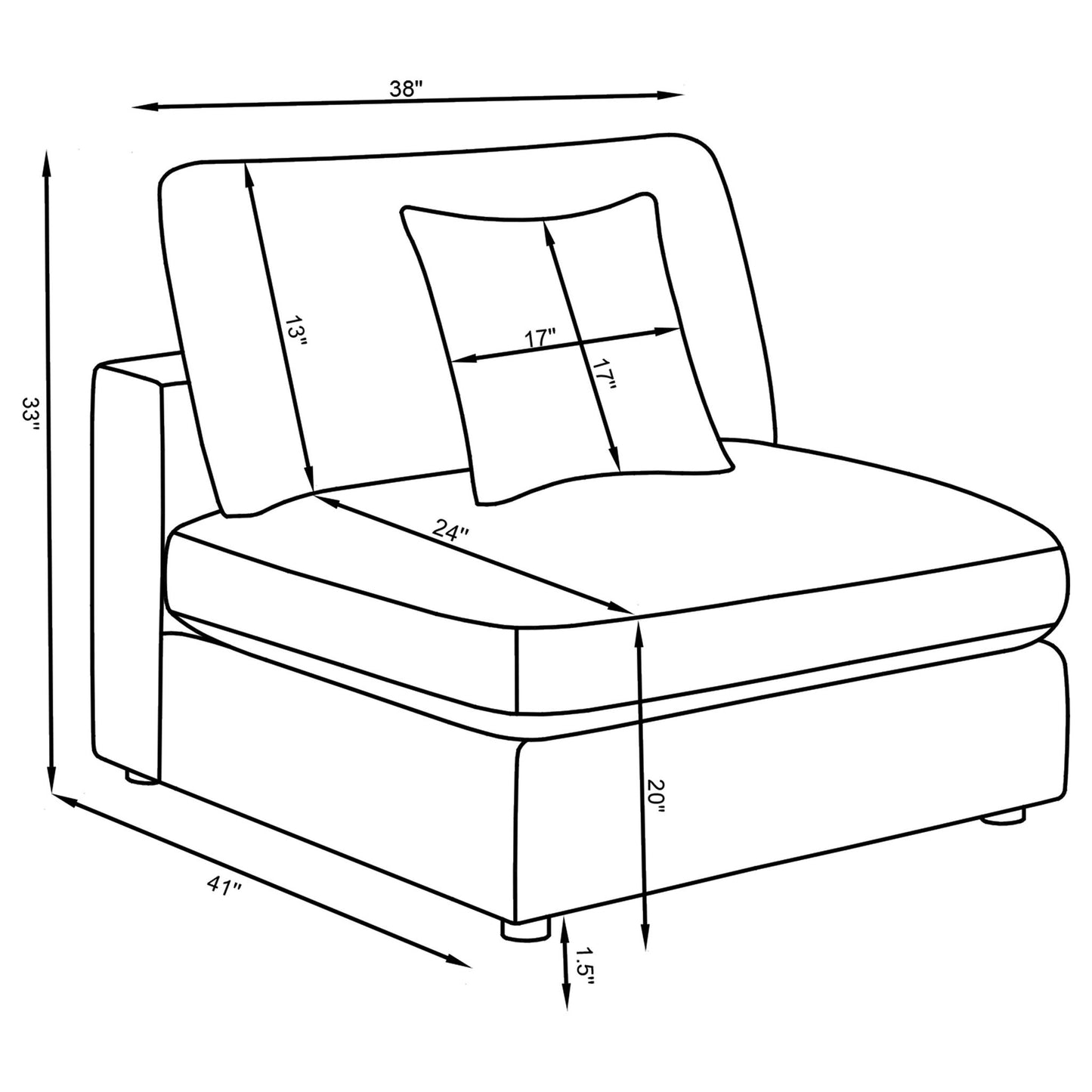 Duncan- Armless Chair With Removable Cushions Furniture Max