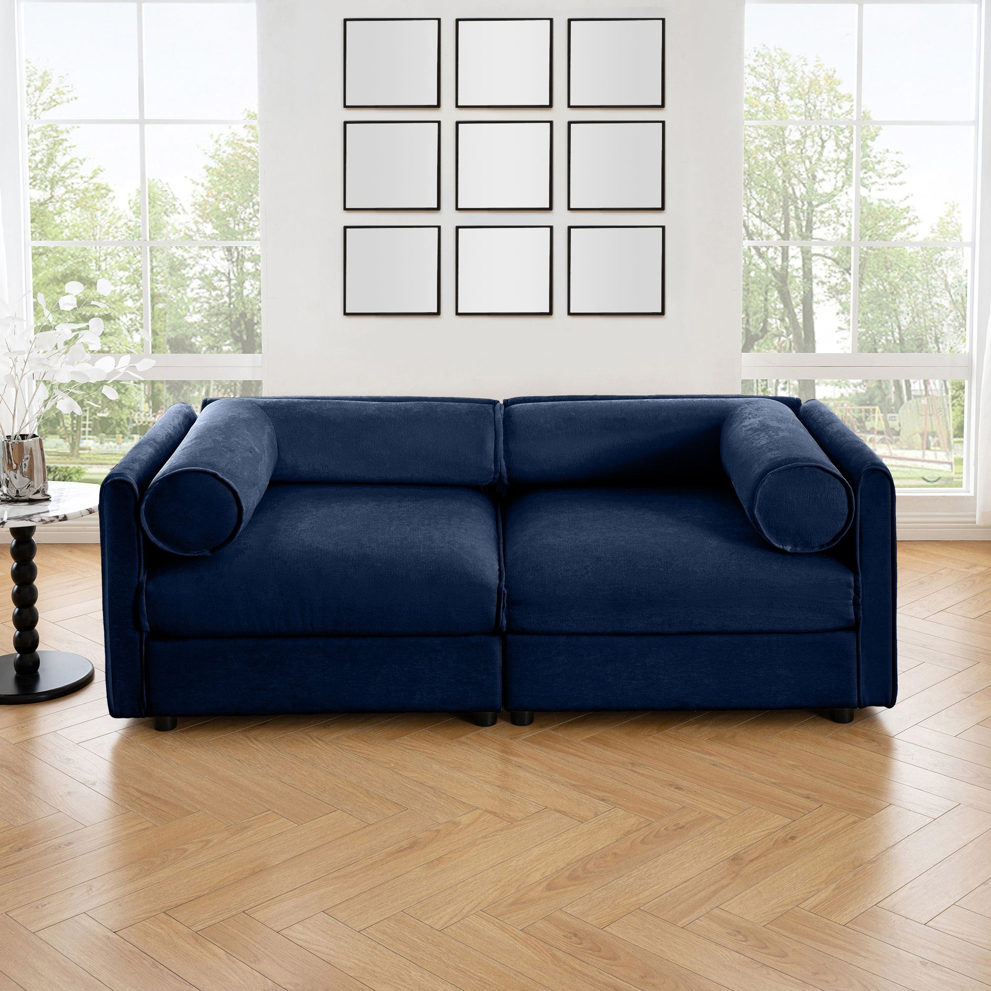 Stylish Chenille Sofa With Storage Seat And Cylindrical Backrest Home Essentials