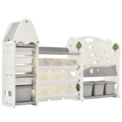 Kids Bookshelf Toy Storage Organizer With 17 Bins And 5 Bookshelves, Multi-Functional Nursery Organizer Kids Furniture Set Toy Storage Cabinet Unit With HDPE SheLF And Bins Hearth and Haven