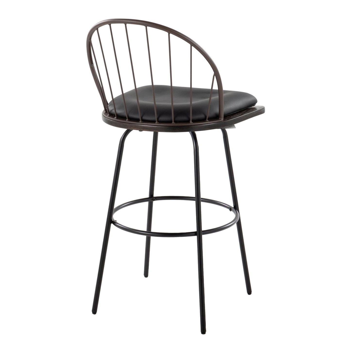Riley - Claire Farmhouse Fixed Height Barstool With Swivel With Round Footrest (Set of 2) Lumi Source