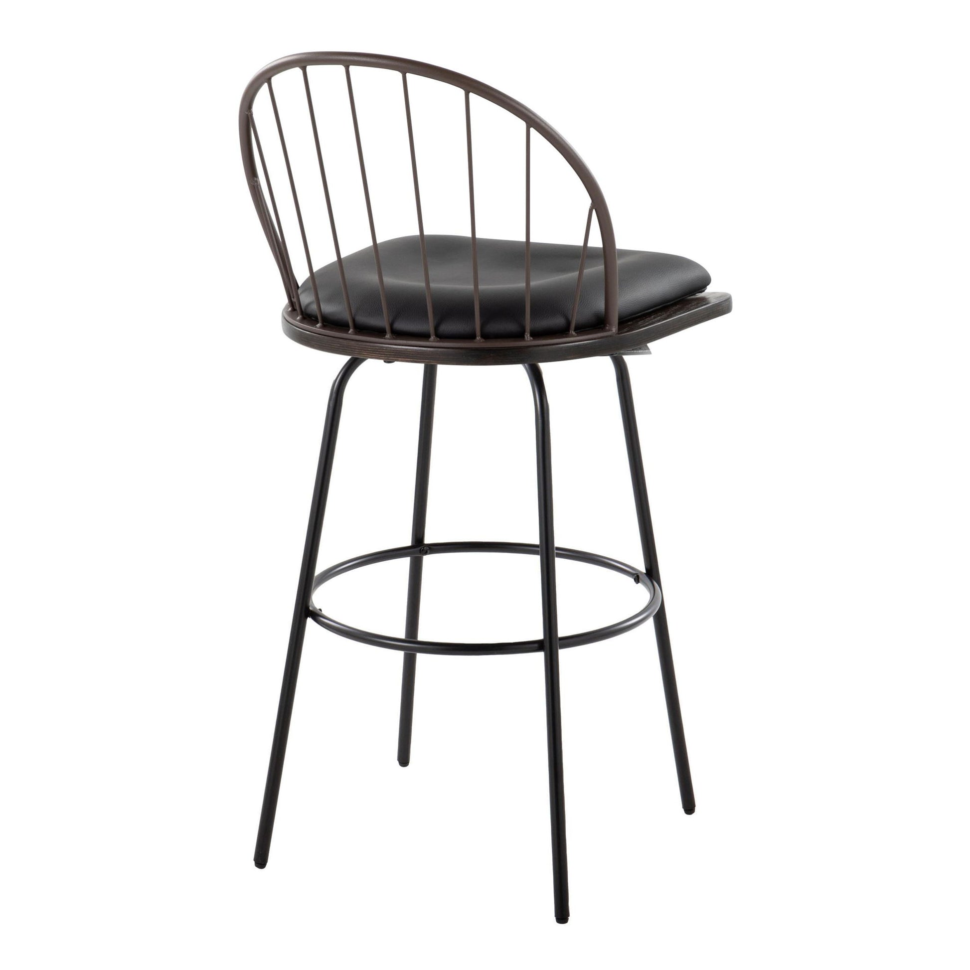 Riley - Claire Farmhouse Fixed Height Barstool With Swivel With Round Footrest (Set of 2) Lumi Source