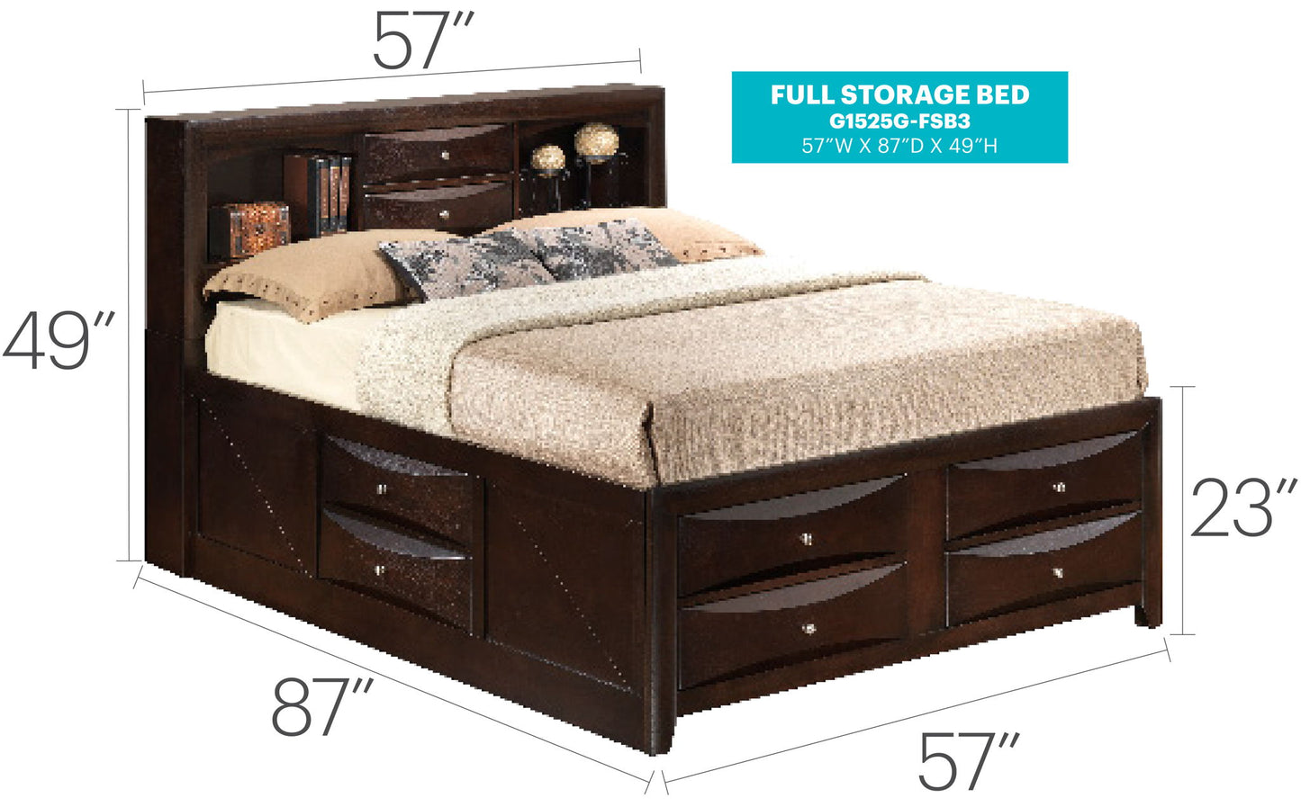 Marilla - Storage Bed With Bookcase Headboard Glory Furniture