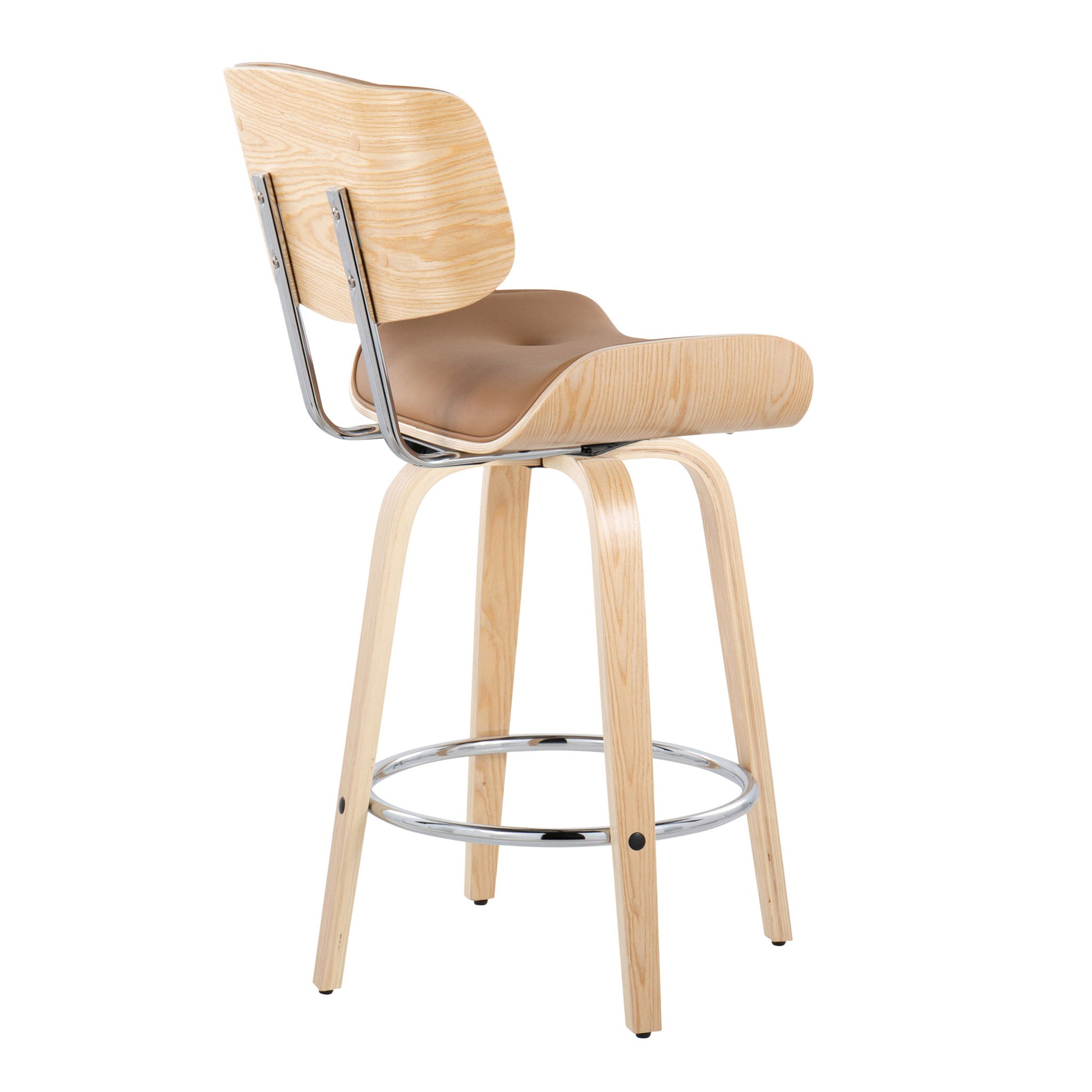 Lombardi - Mid Century Modern Fixed Height Counter Stool With Swivel With Round Footrest (Set of 2) Lumi Source