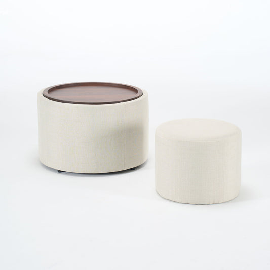 Nesting Ottomans, Round Coffee Table & Bench With Tray (Set of 2) Home Essentials