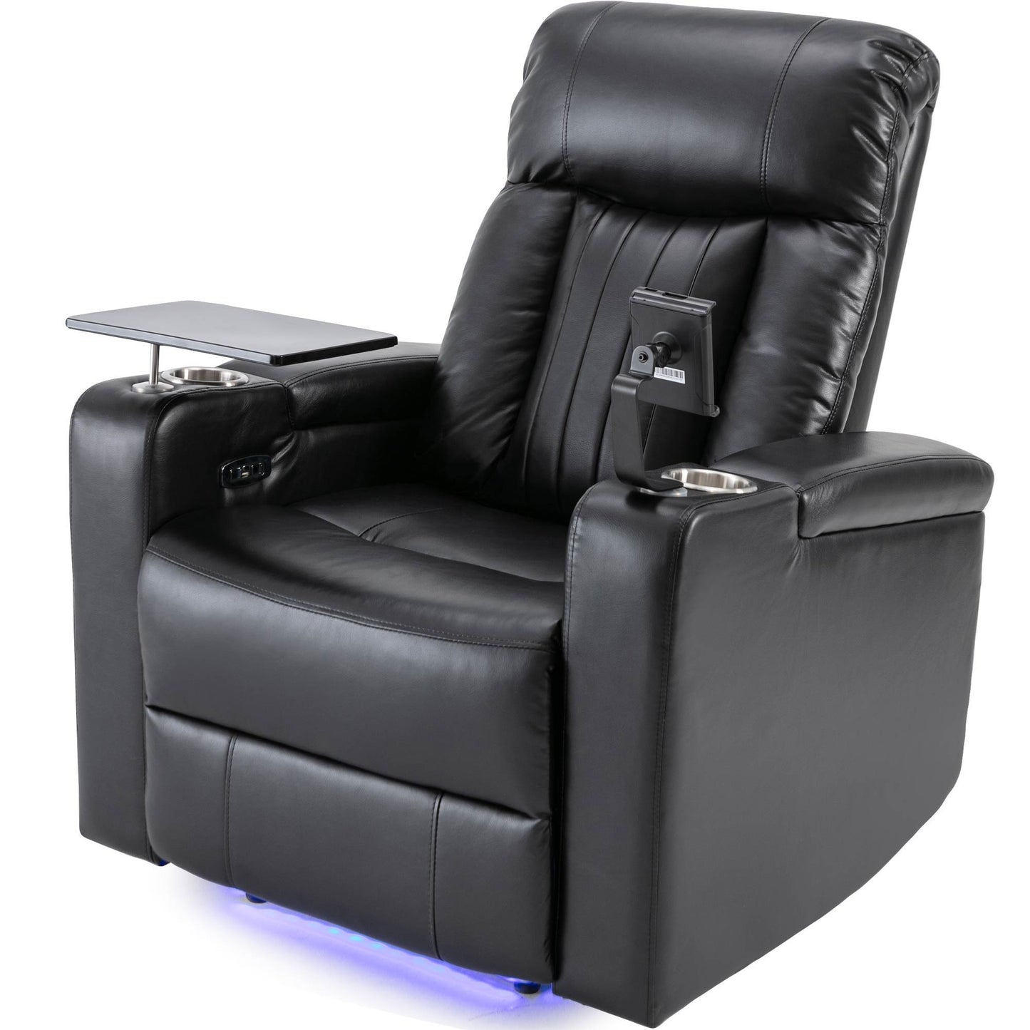 Premium Power Recliner & Storage Arms, Cupholders, Swivel Tray Table And Cell Phone Stand - Black Hearth and Haven