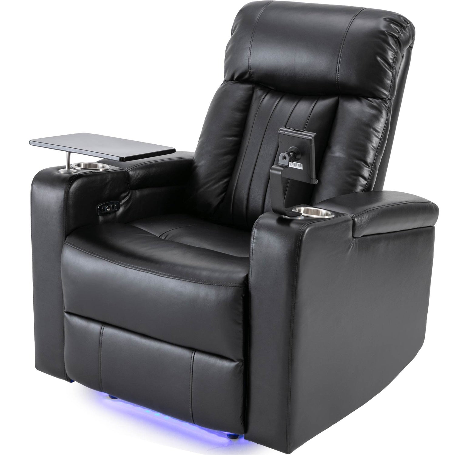 Premium Power Recliner & Storage Arms, Cupholders, Swivel Tray Table And Cell Phone Stand - Black Hearth and Haven