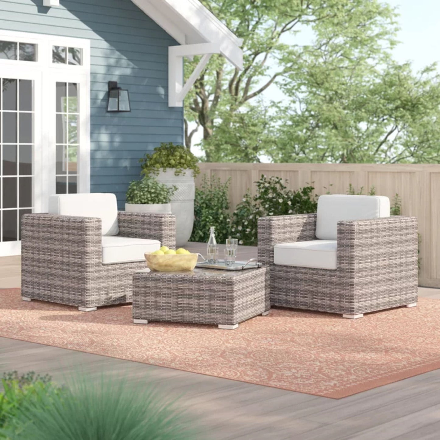 2 Person Seating Set With Cushions LSI Patio Furniture