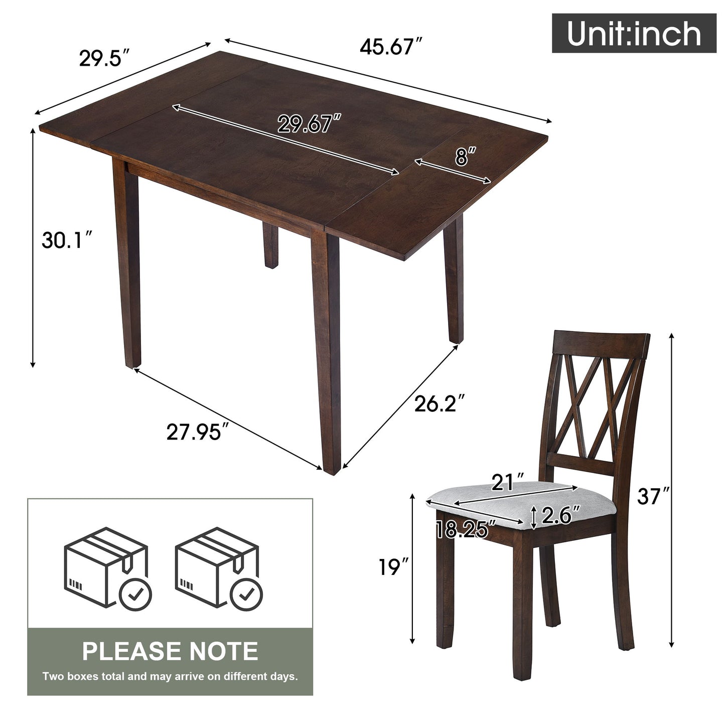 3 Piece Kitchen Dining Set With Drop Leaf Dining Table And 2 Dining Upholstered Chairs, Dining Room Set For Small Places - Brown Hearth and Haven