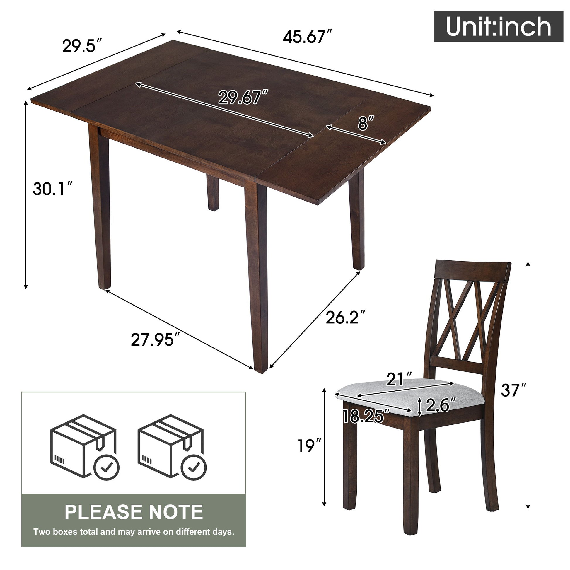 3 Piece Kitchen Dining Set With Drop Leaf Dining Table And 2 Dining Upholstered Chairs, Dining Room Set For Small Places - Brown Hearth and Haven