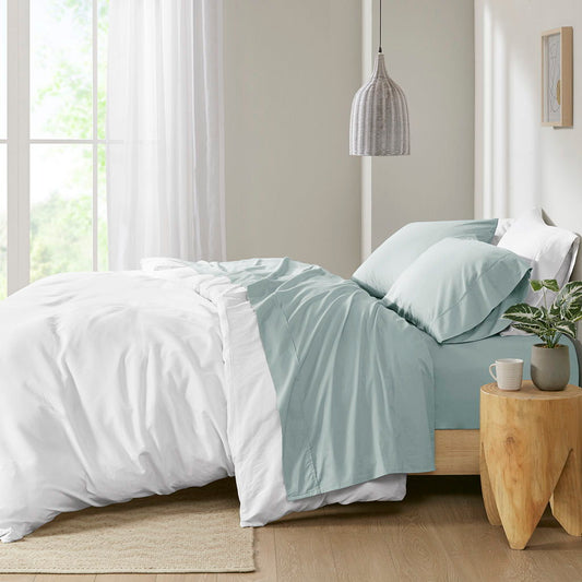 King Peached Percale Sheet Set - Aqua