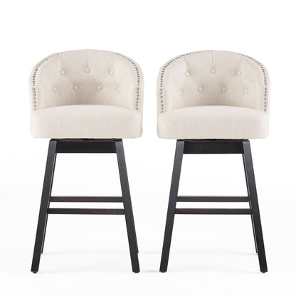 360 Degree Swivel Bar Stool With Stunning Nailhead Trim (Set of 2) Noble House