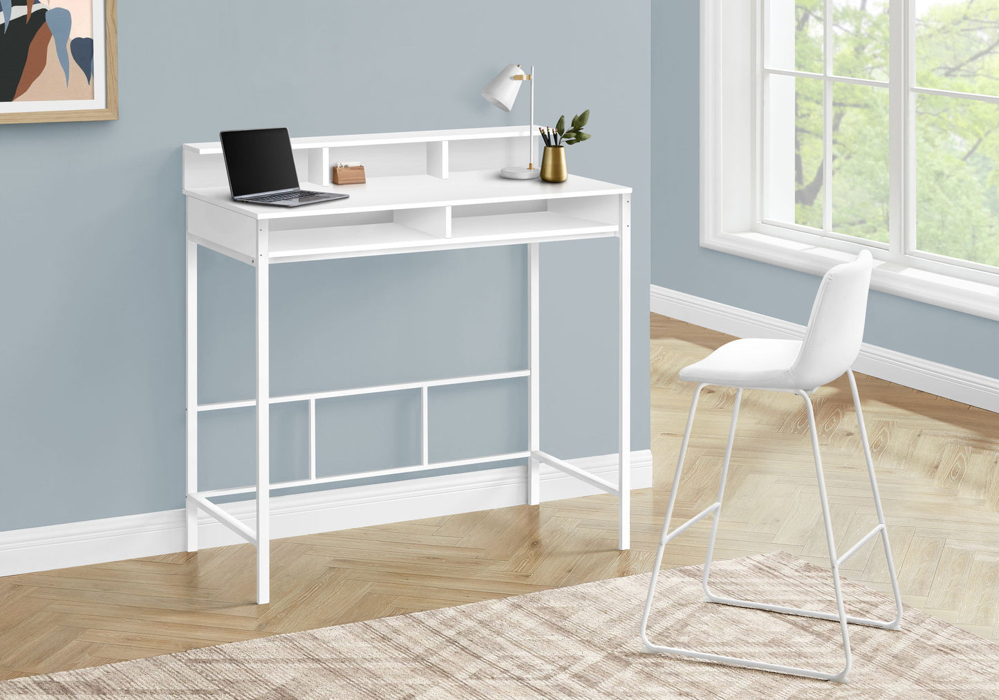 Computer Desk For Home Office, Standing, Storage Shelves, Laptop, Contemporary & Modern 8th Street