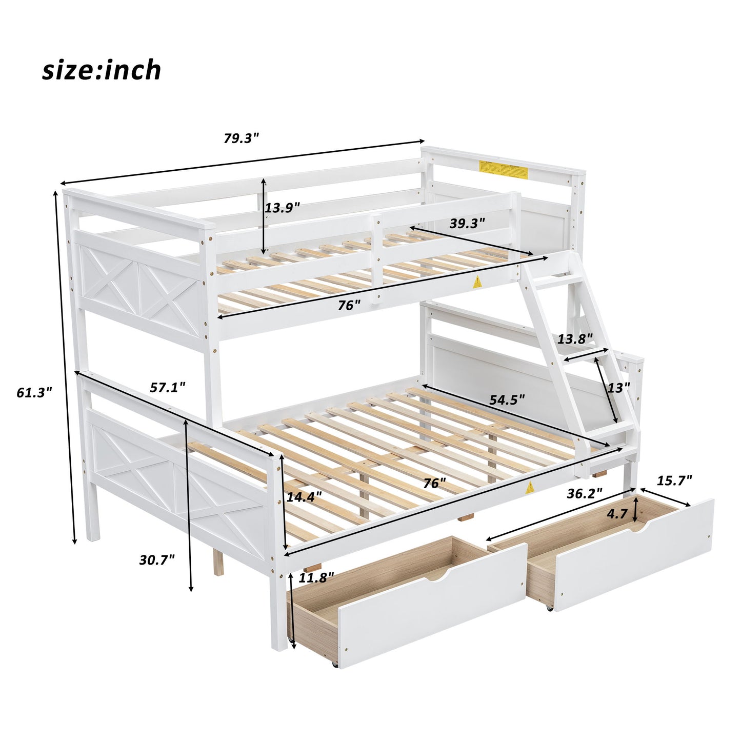 Bunk Bed With Ladder And Safety Guardrail Hearth and Haven