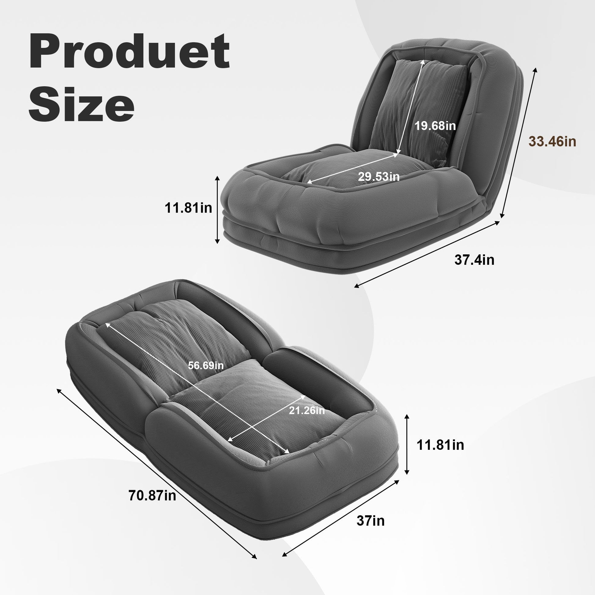 Upholstered Foldable Lazy Sofa Bed For Adults And Pets Home Essentials