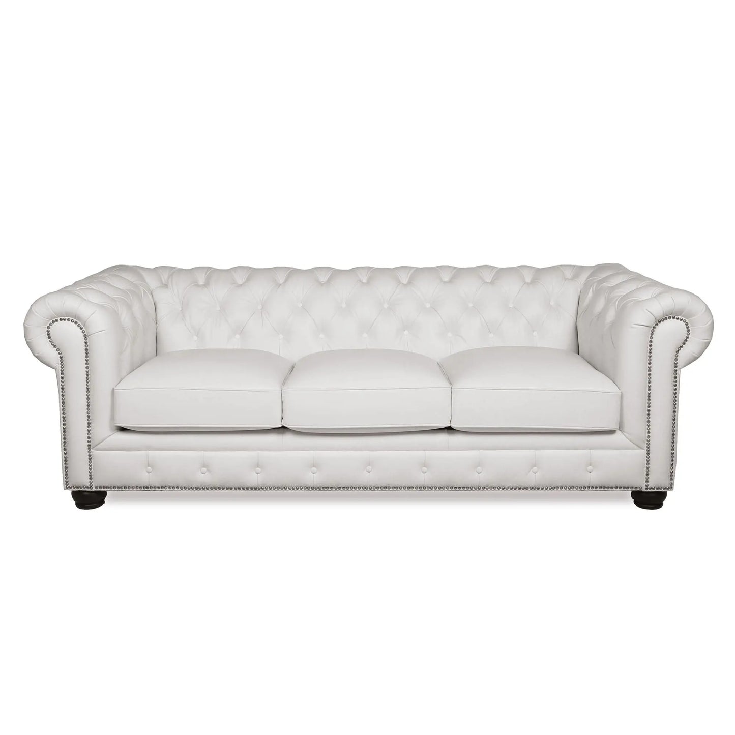 Traditional Tufted Leather Chesterfield Nailhead Sofa Nicelink