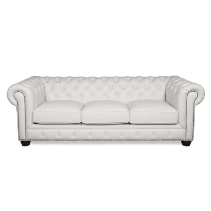 Traditional Tufted Leather Chesterfield Nailhead Sofa Nicelink
