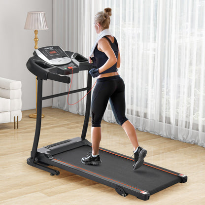 Folding Treadmill With Incline And Heart Rate Sensor, 2.5Hp Quiet Brushless With USB Charge Station, Small Space Portable Running Walking Machine - Black / Silver Daily Nest