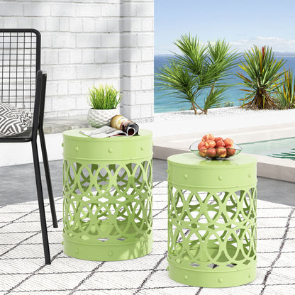 Outdoor Metal S/2 End Table Noble House
