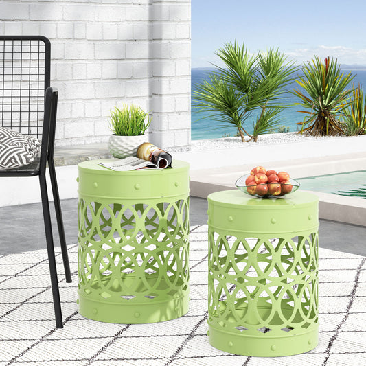 Outdoor Metal S/2 End Table Noble House