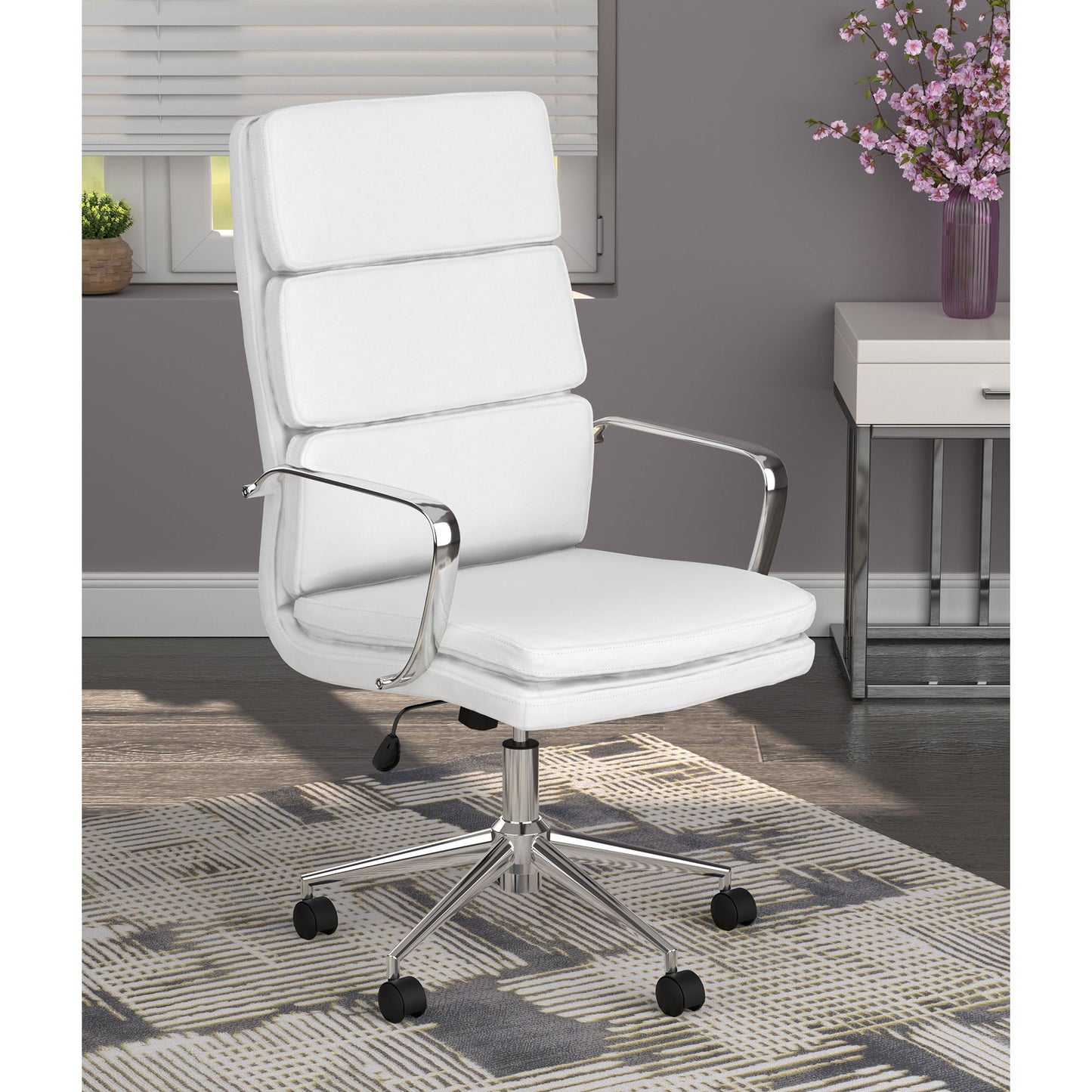 Molly - Upholstered Adjustable High Back Office Chair With Base - White Furniture Max