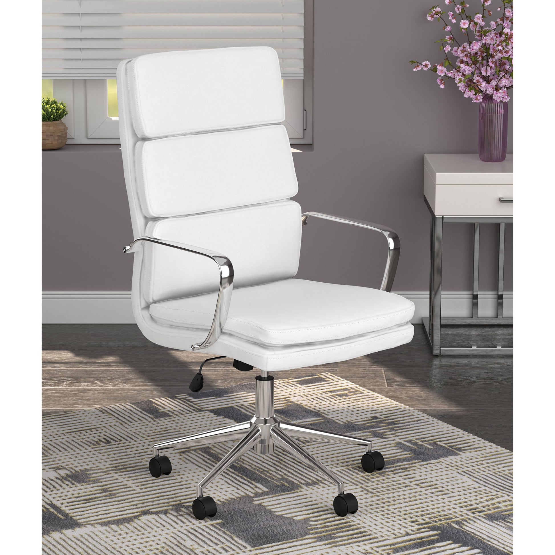 Molly - Upholstered Adjustable High Back Office Chair With Base - White Furniture Max