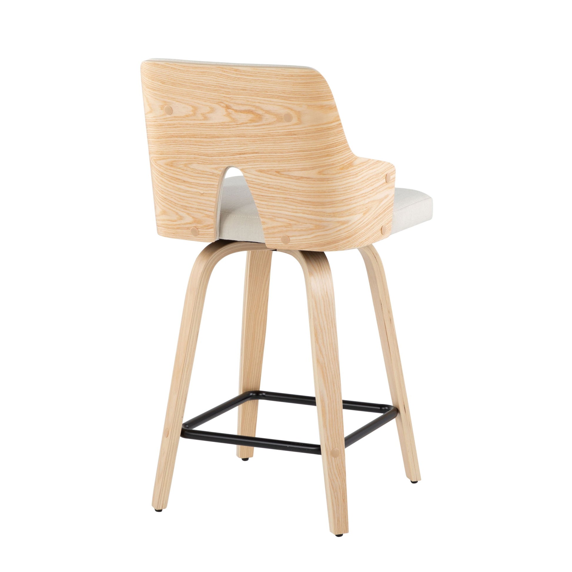 Stella - Contemporary Fixed Height Counter Stool With Swivel Square Footrest (Set of 2) Lumi Source