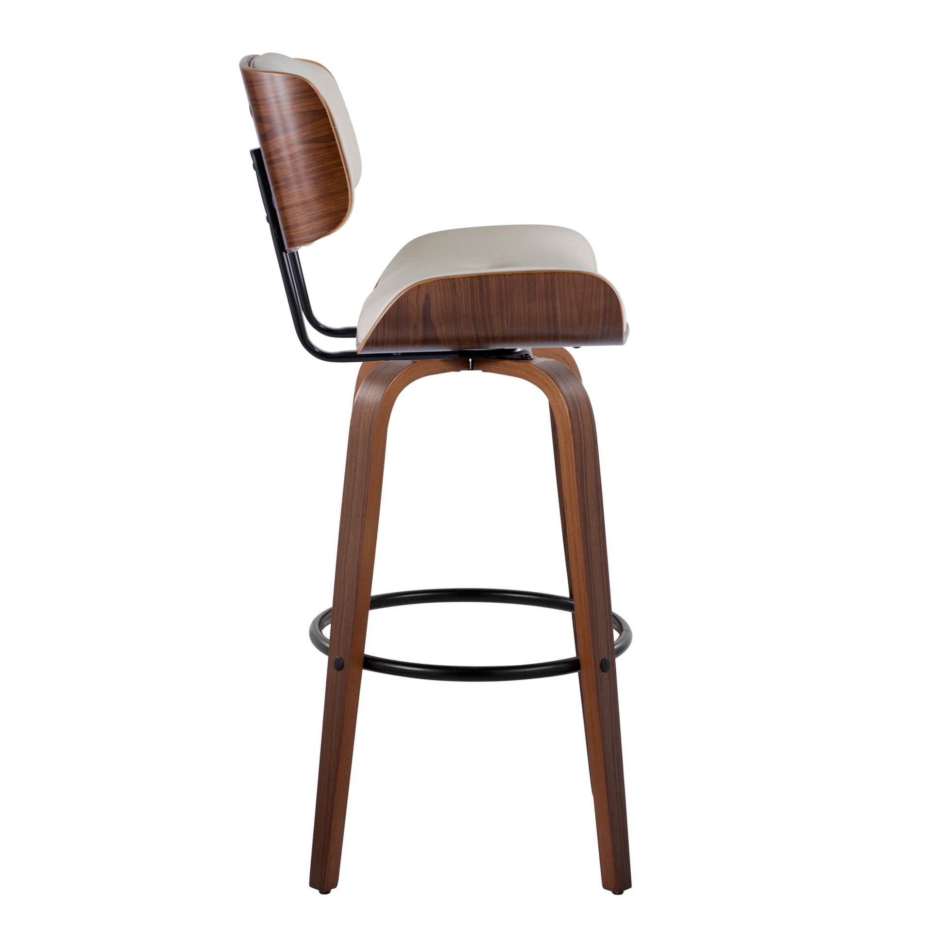 Lombardi - Mid-Century Modern Fixed Height Barstool With Swivel With Round Footrest (Set of 2) Lumi Source