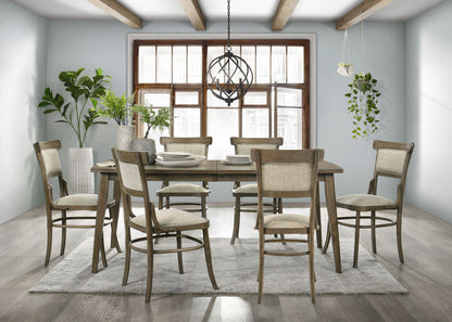 Bistro - Dining Table With Off White Fabric Dining Chairs Lilola Home