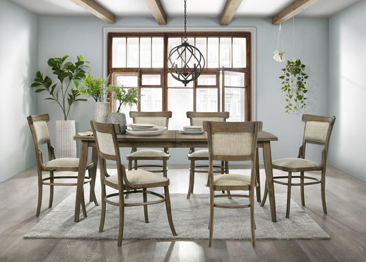 Bistro - Dining Table With Off White Fabric Dining Chairs Lilola Home