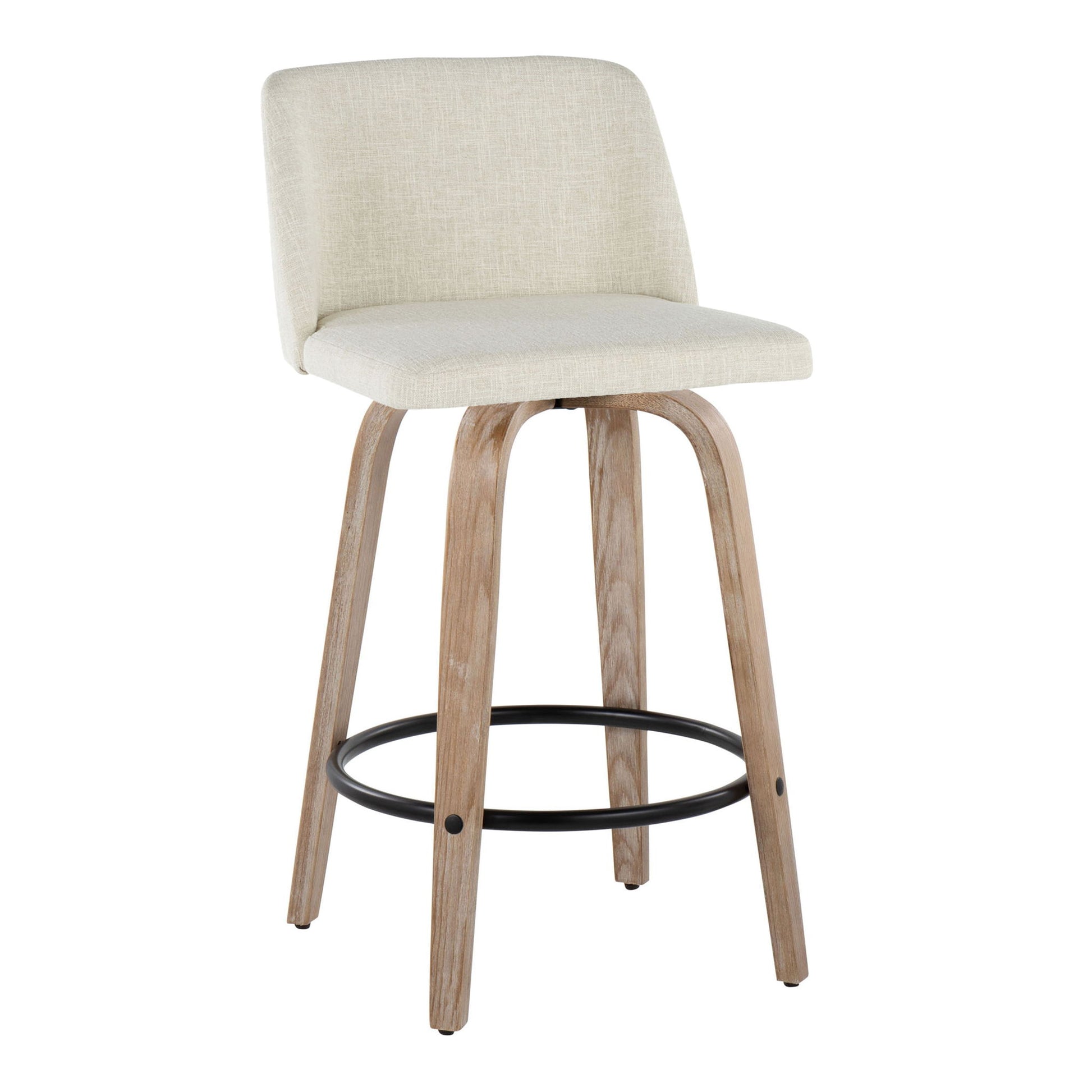 Toriano - Contemporary Fixed Height Counter Stool Swivel & Round Footrest (Set of 2) Lumi Source