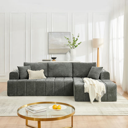 L - Shaped Sectional Sofa With Cup Holders & Side Pockets Home Essentials
