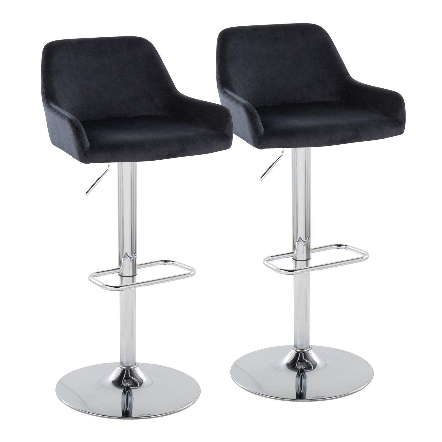 Daniella - Contemporary Adjustable Barstool With Swivel With Rounded Rectangle Footrest (Set of 2) Lumi Source