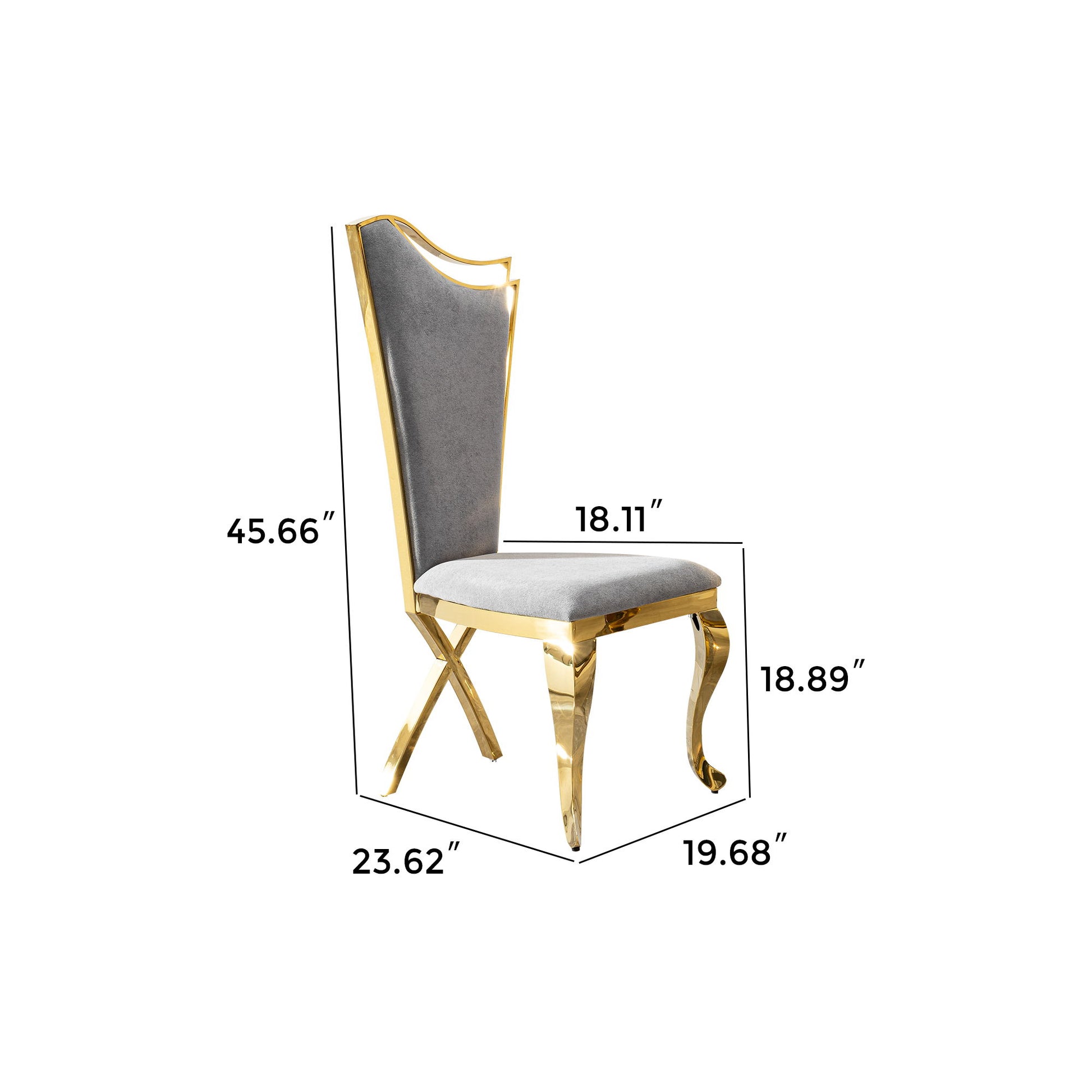 Gorgeous Streamlined High Back Fabric Stainless Steel Dining Chair (Set of 2) - Gold / Gray Home Essentials