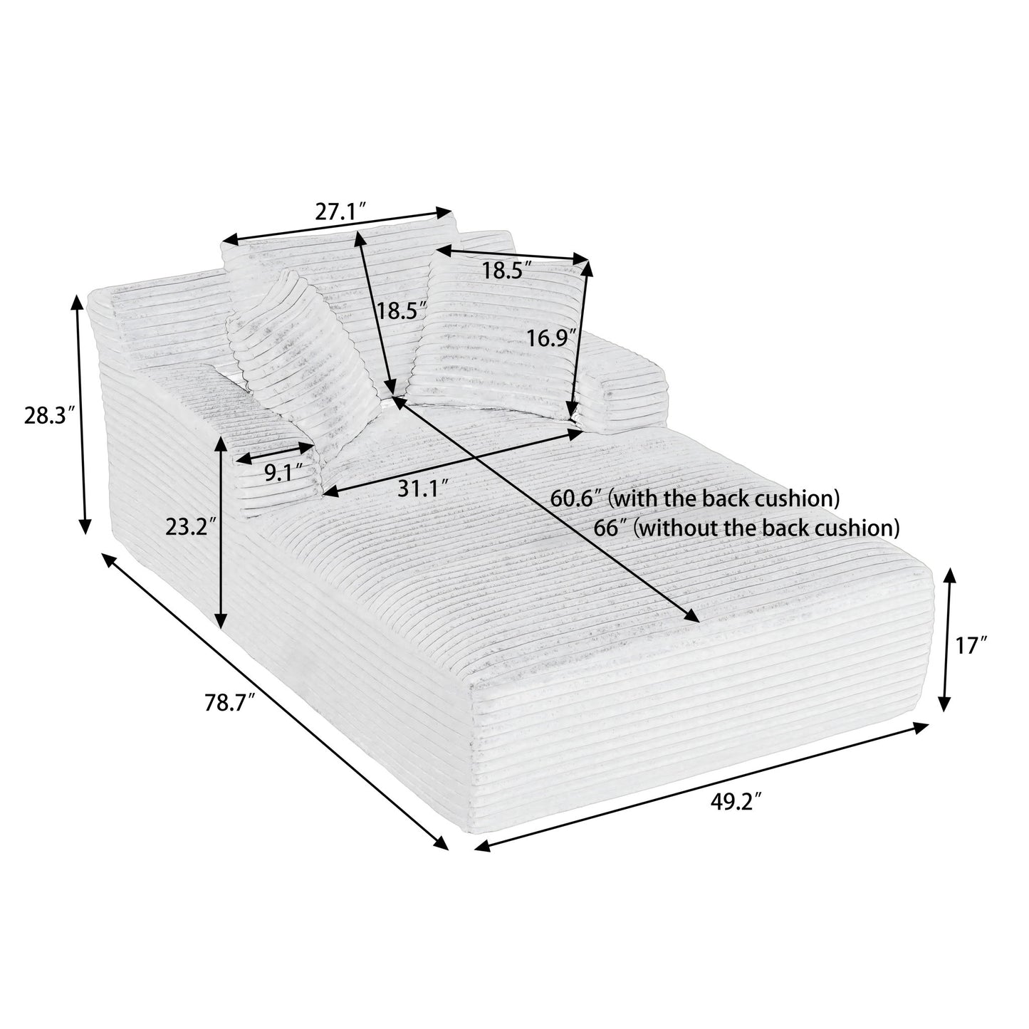Oversized Chaise Lounge Chair Indoor For Living Room - Dark Gray Home Essentials
