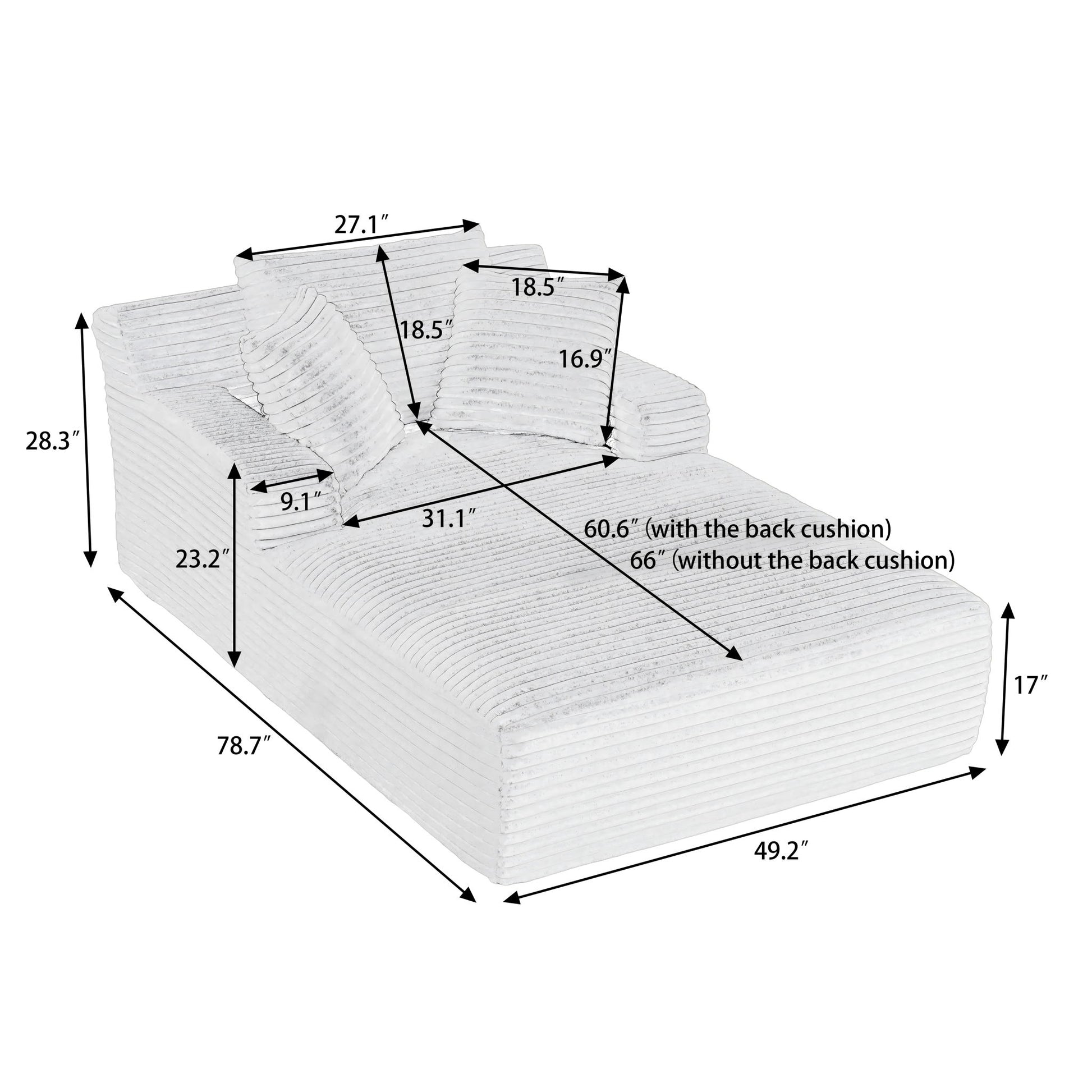 Oversized Chaise Lounge Chair Indoor For Living Room - Dark Gray Home Essentials
