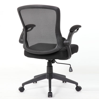 Office Chair & Mid Back Design, Adjustable Height And Foldable Armrests - Black Home Essentials