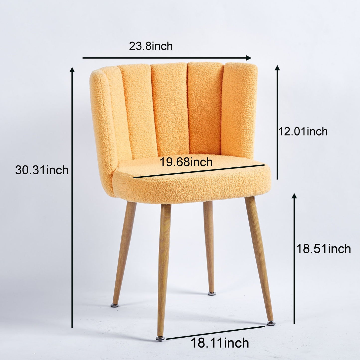 Modern Dining Chair (Set of 2) With Iron Tube Wood Color Legs, Shorthair Cushions And Comfortable Backrest, Suitable For Dining Room, Living Room, Cafe, Simple Structure Home Essentials