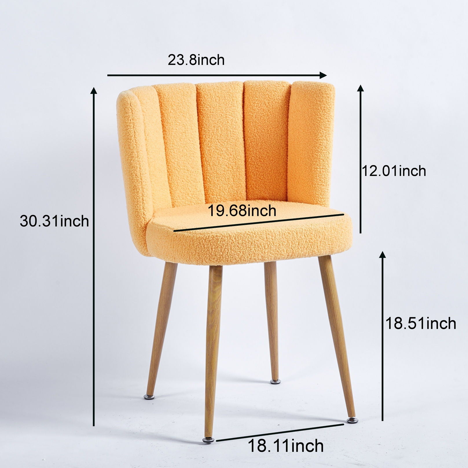 Modern Dining Chair (Set of 2) With Iron Tube Wood Color Legs, Shorthair Cushions And Comfortable Backrest, Suitable For Dining Room, Living Room, Cafe, Simple Structure Home Essentials