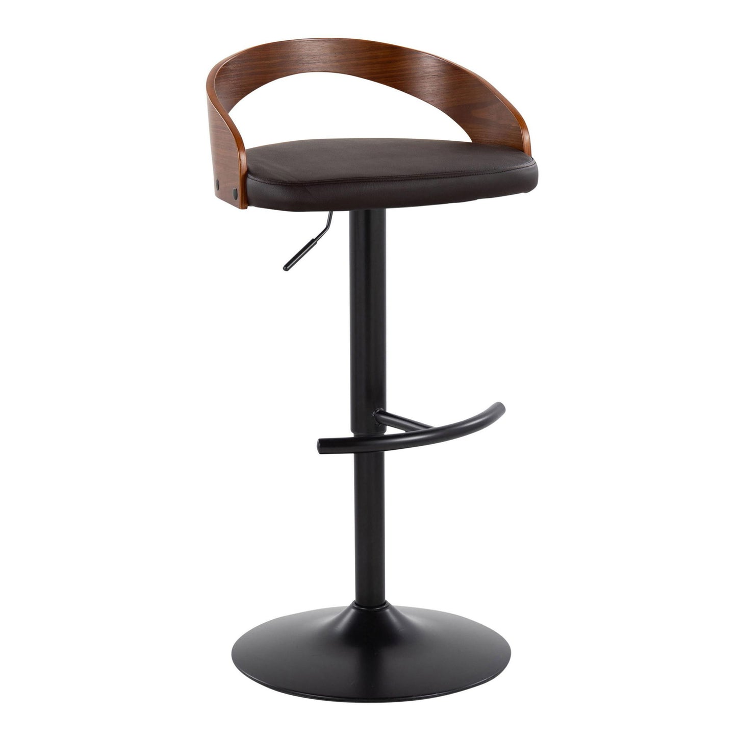 Grotto - Contemporary Adjustable Barstool With Swivel With Rounded T Footrest (Set of 2) Lumi Source