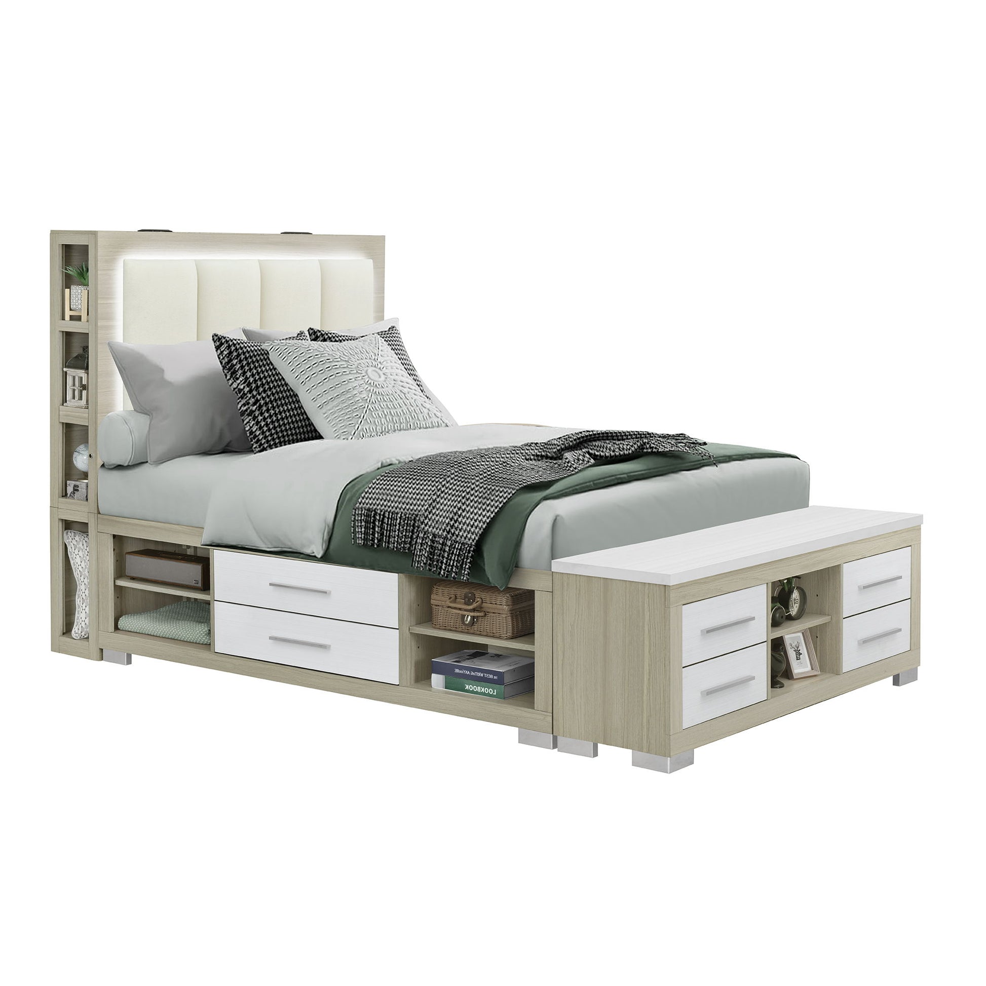 Messa - Bed With Storage Features And LED Lighting Global Furniture USA