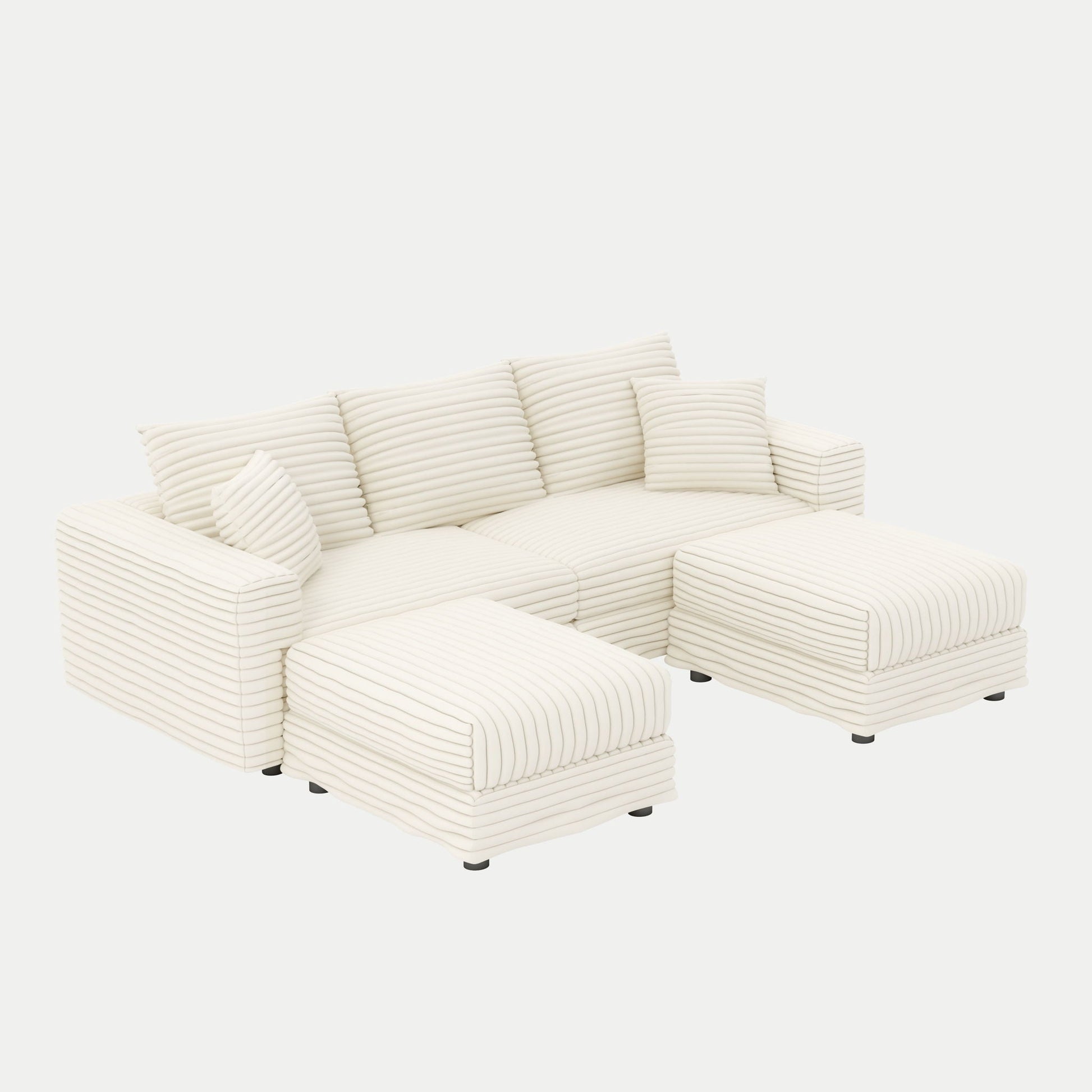 Deep Seat Convertible Sofa With Soft Pillows And Ottomans Home Essentials