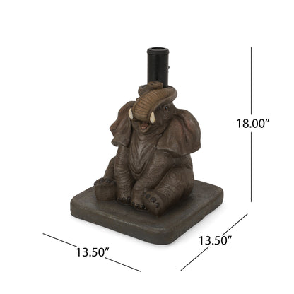 Charming Elephant Umbrella Base With Concrete Design - Gray Noble House