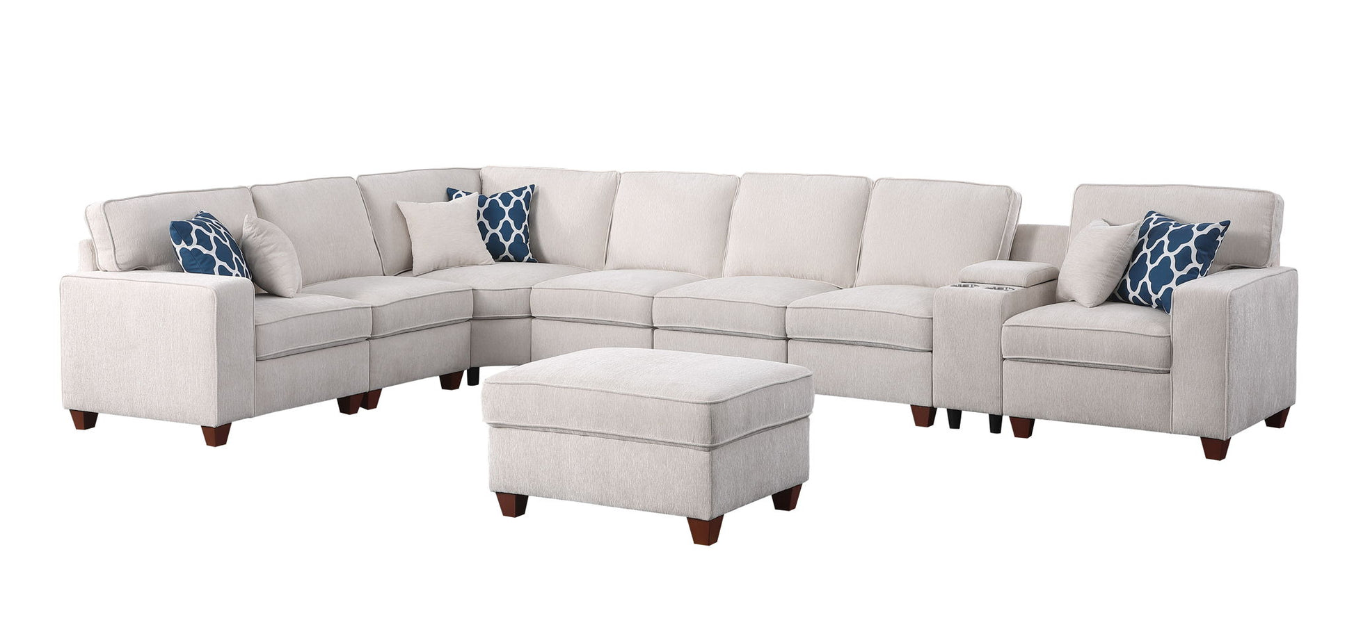 Ted - Sectional Sofa With Ottoman - Beige Urban Retreats